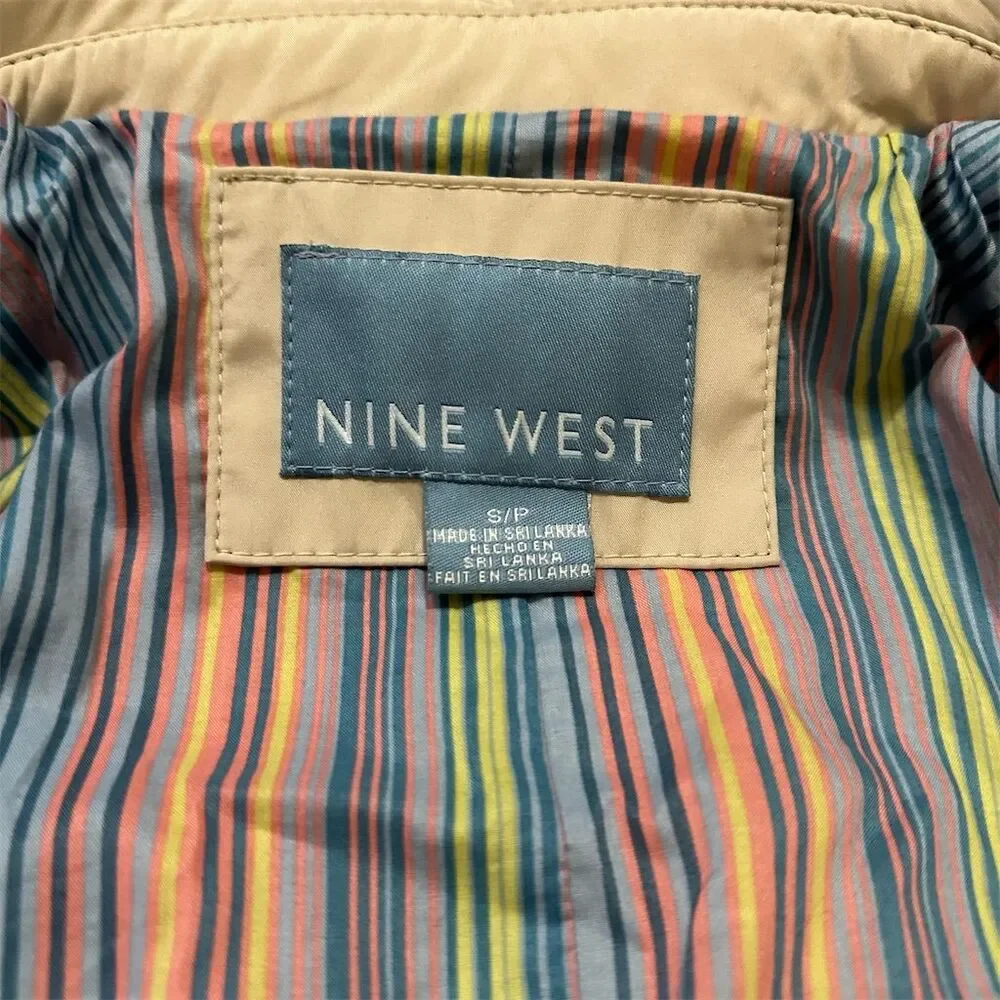 Nine West Women's Beige Trench Coat Size‎ Small Long Button-Up Casual